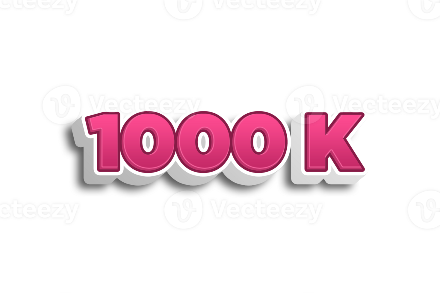 1000 k subscribers celebration greeting Number with pink 3d design png