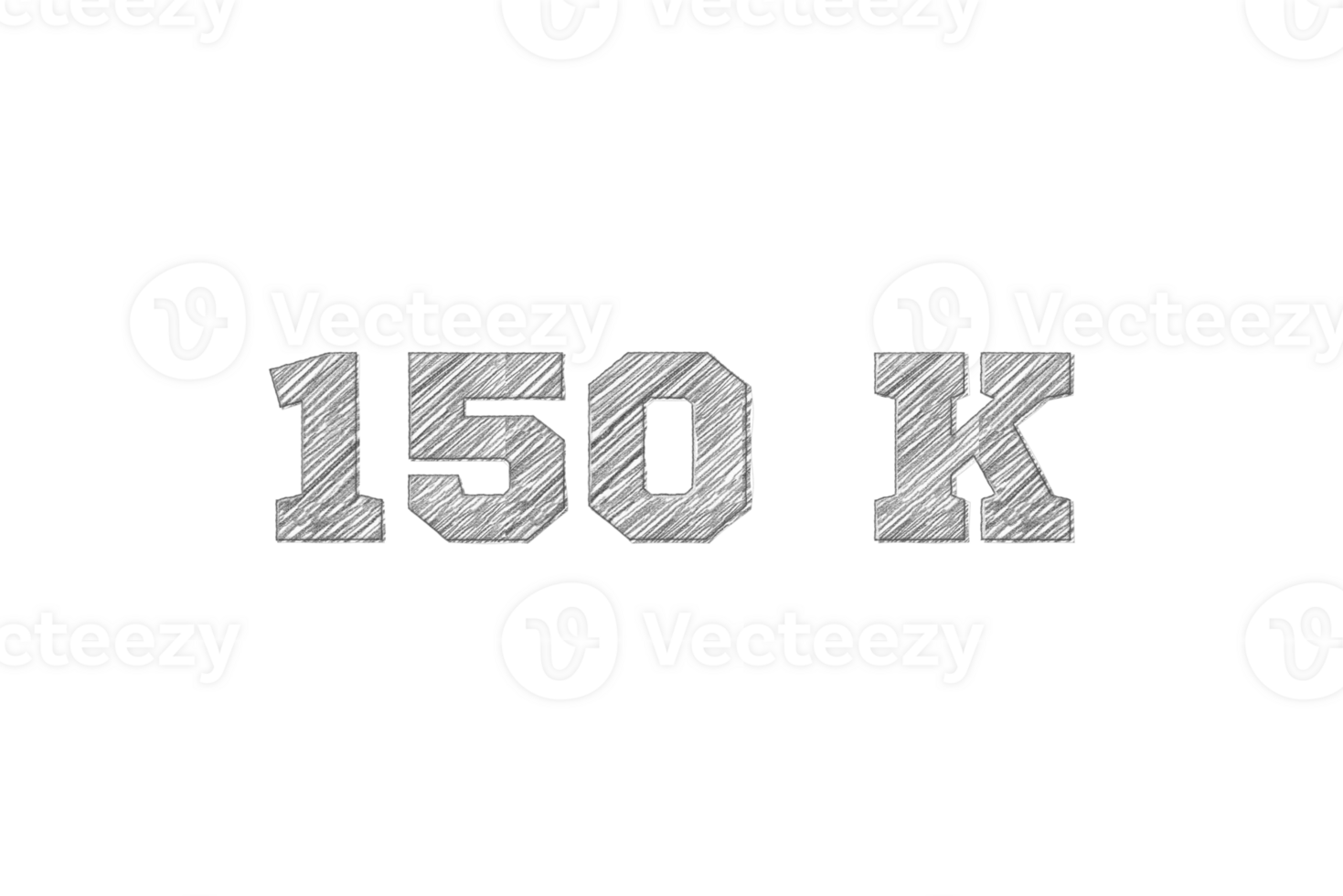 150 k subscribers celebration greeting Number with pencil sketch design png