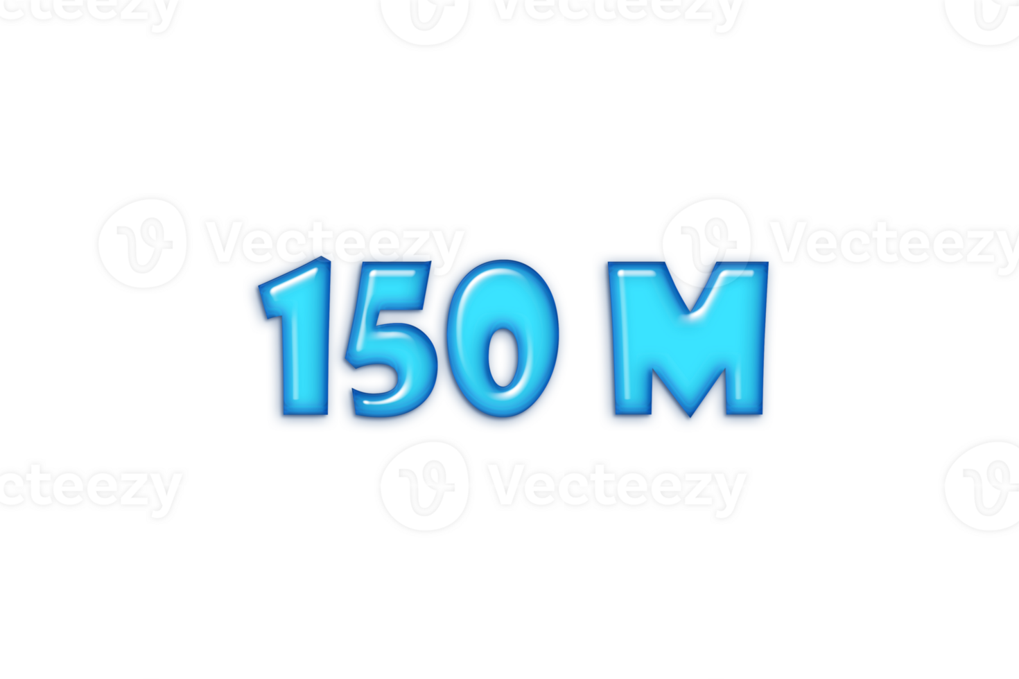 150 million subscribers celebration greeting Number with blue glossi design png