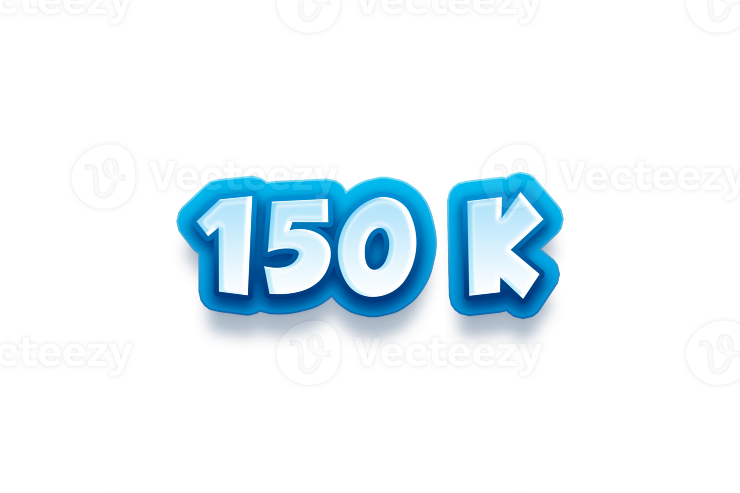150 k subscribers celebration greeting Number with modren blue design png