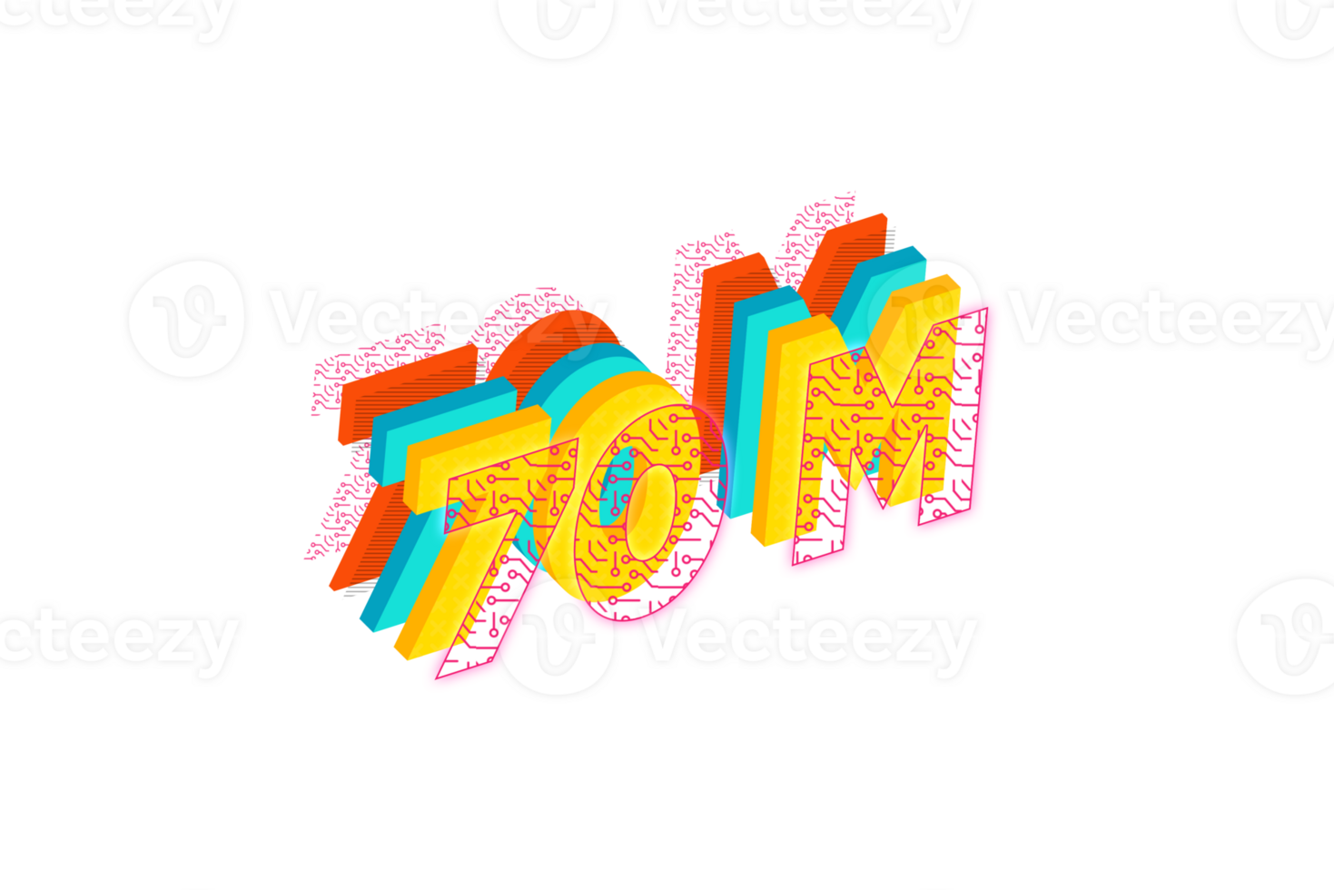 70 million subscribers celebration greeting Number with tech design png