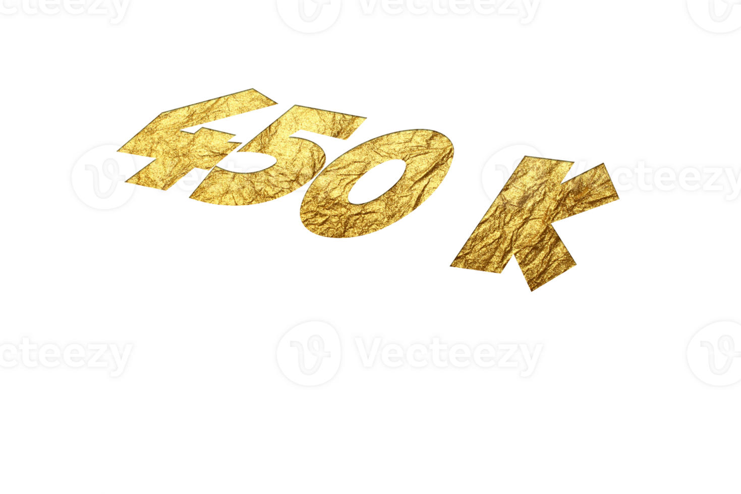 450 k subscribers celebration greeting Number with golden paper design png