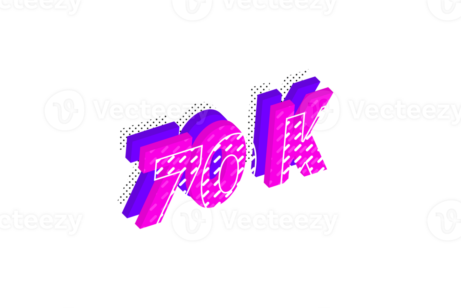 70 k  subscribers celebration greeting Number with multi layer design png