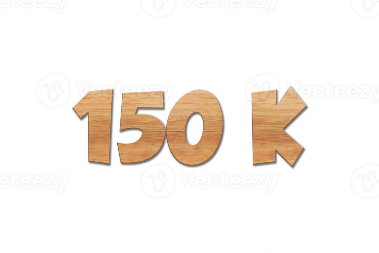 150 k subscribers celebration greeting Number with oak wood design png