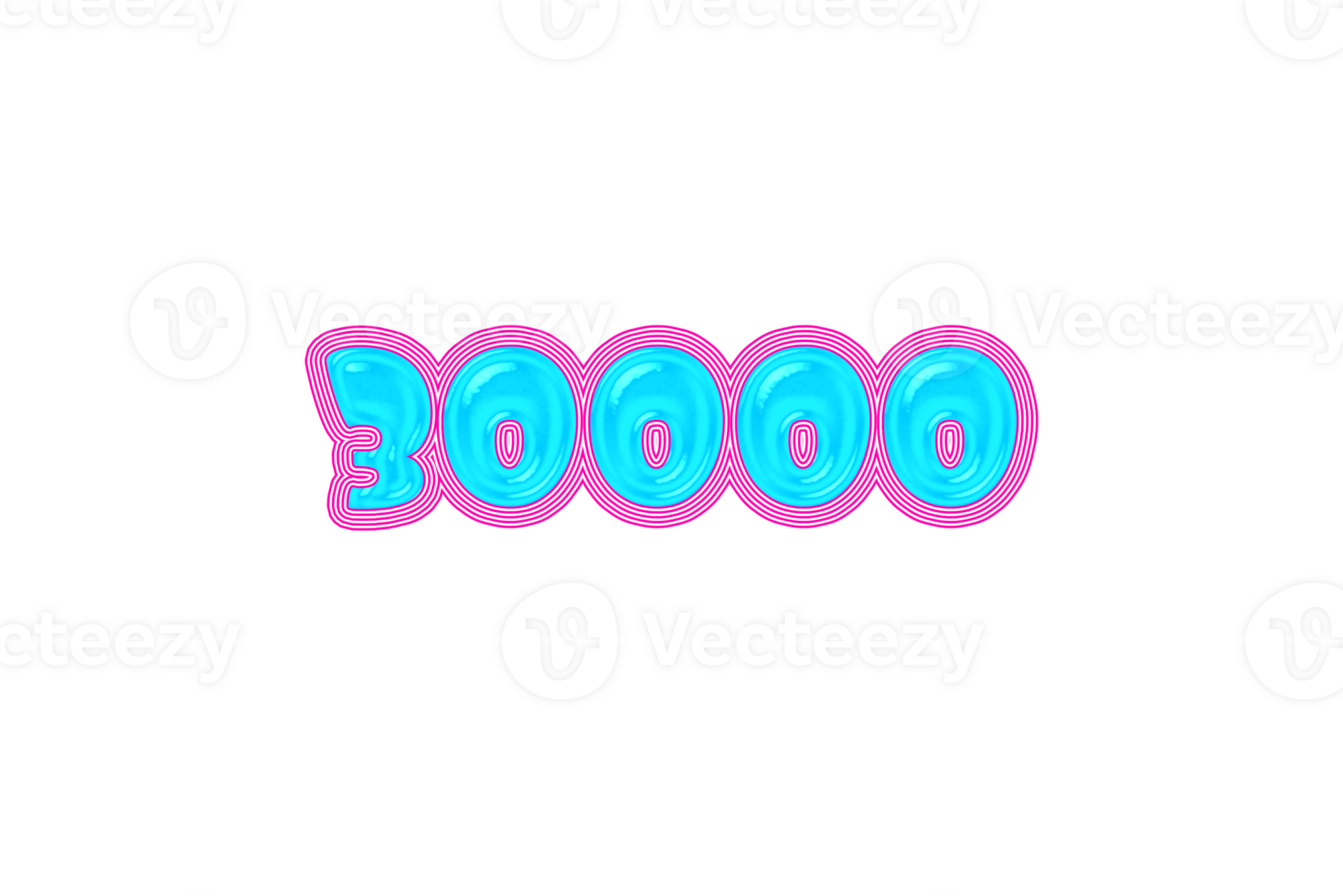 30000 subscribers celebration greeting Number with jelly design png