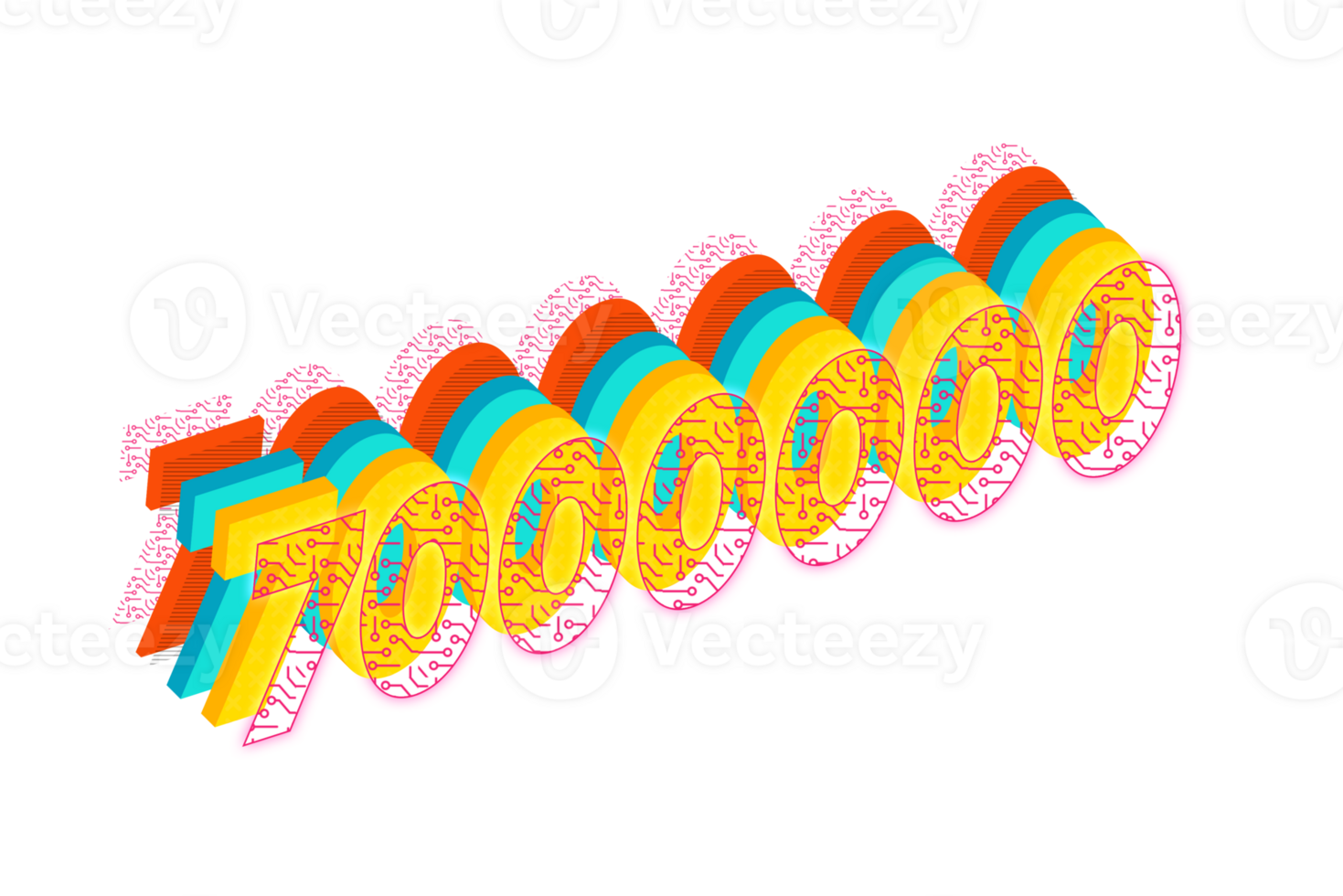 7000000 subscribers celebration greeting Number with tech design png
