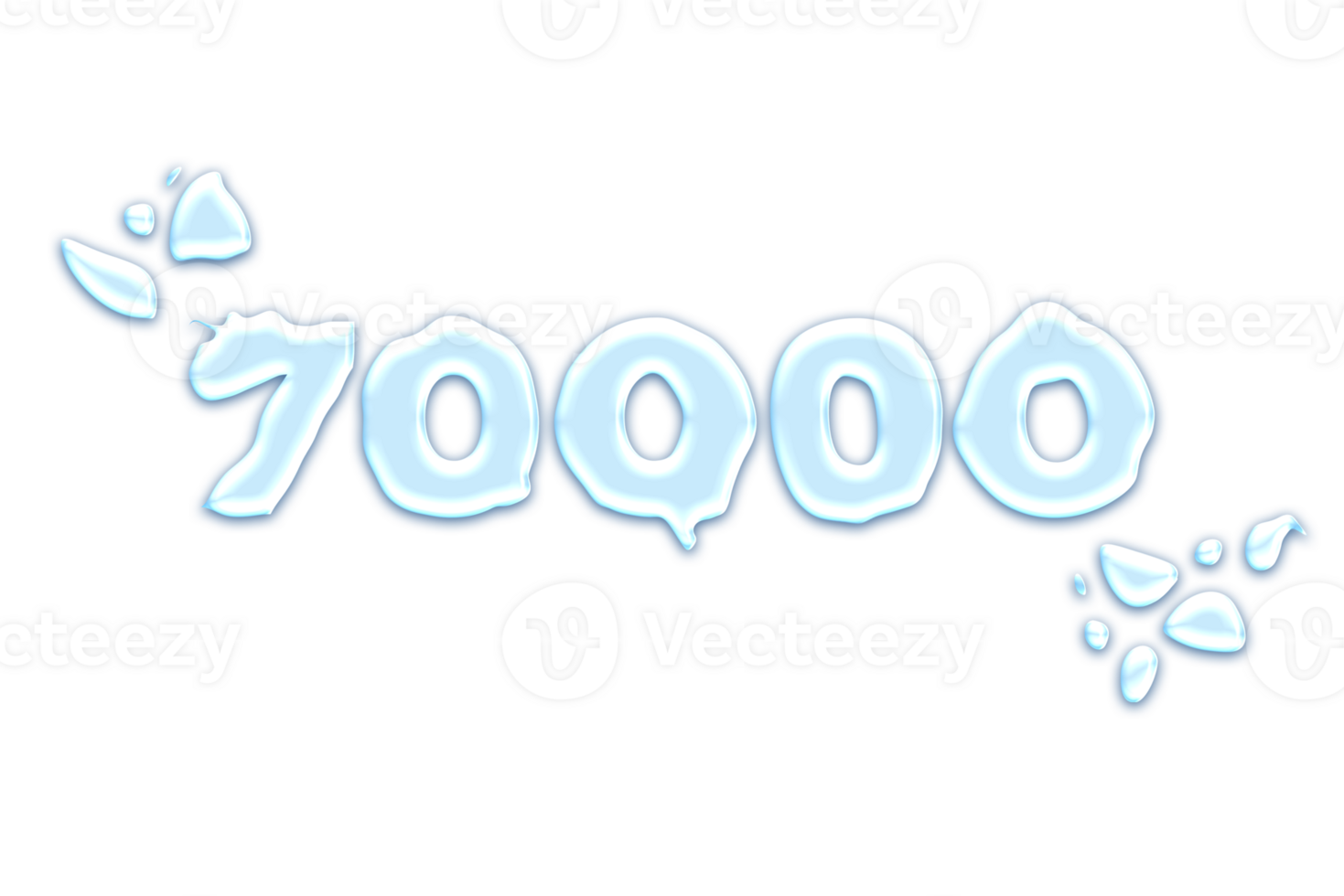 70000 subscribers celebration greeting Number with water design png