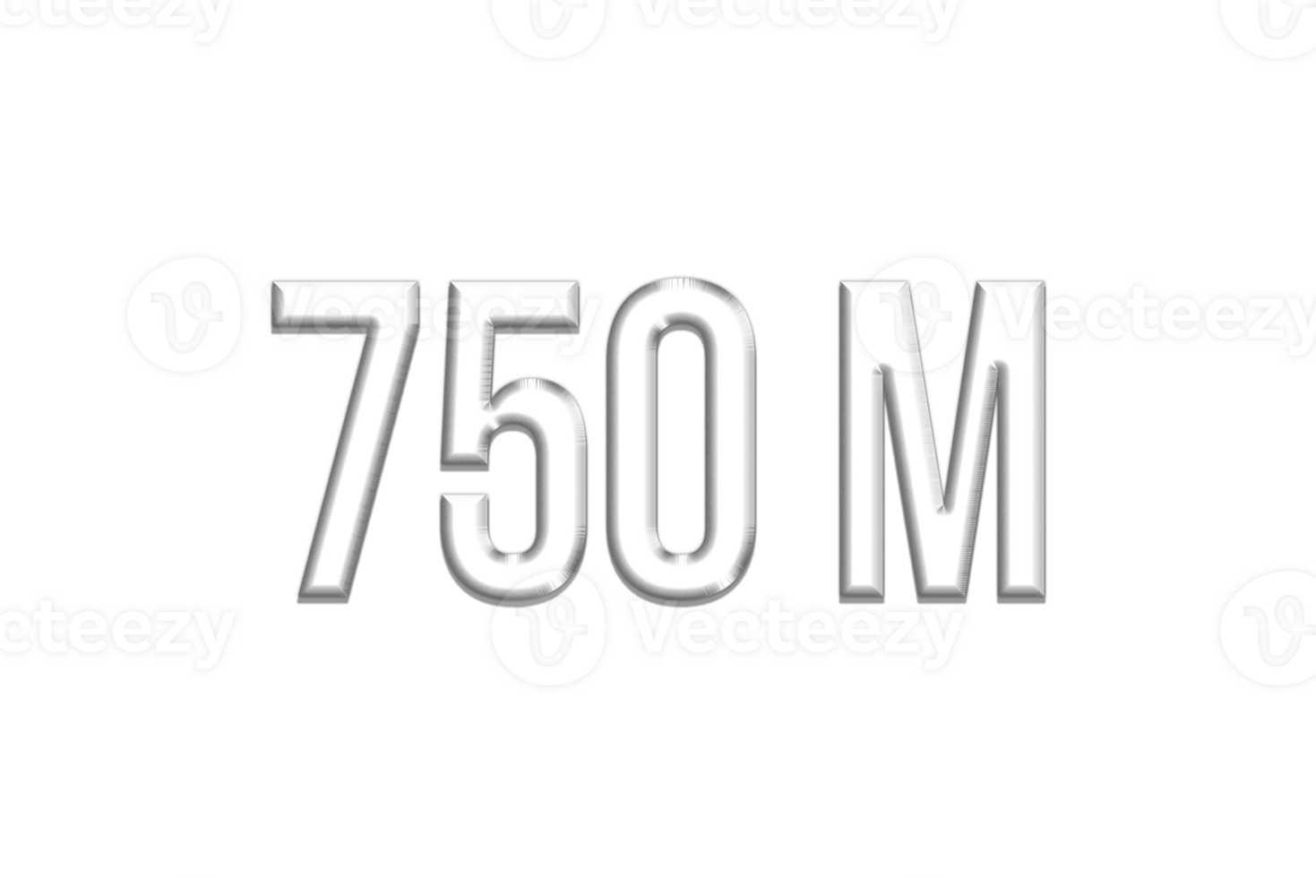 750 million subscribers celebration greeting Number with silver design png