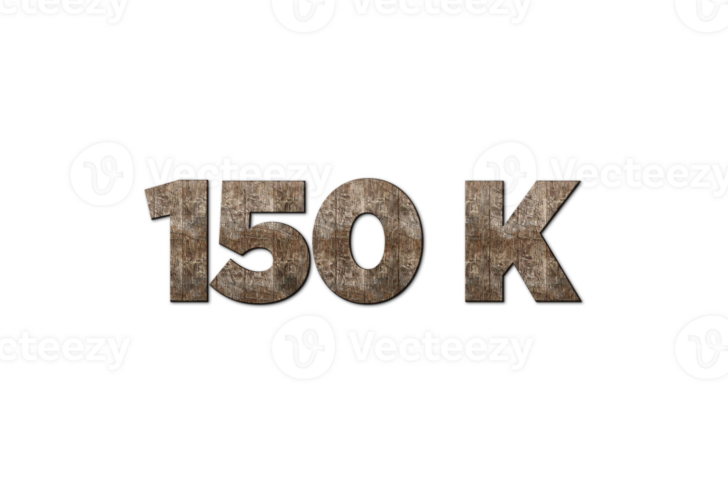 150 k subscribers celebration greeting Number with old walnut wood design png