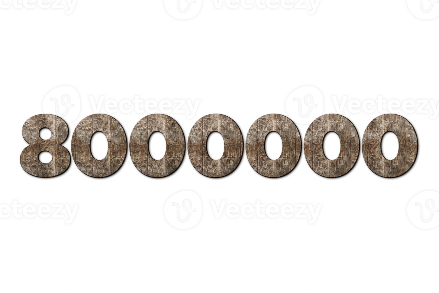 8000000 subscribers celebration greeting Number with old walnut wood design png