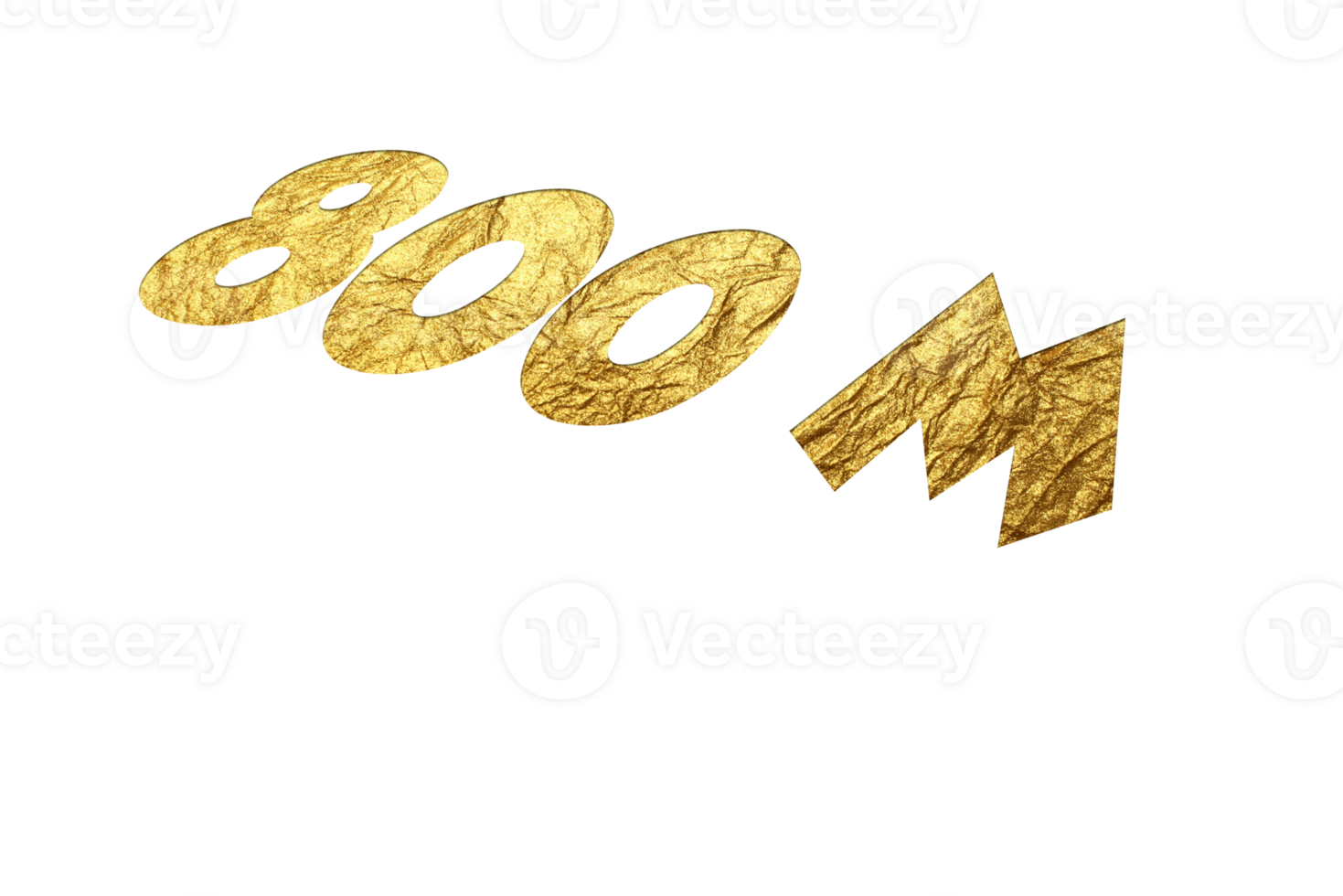800 million subscribers celebration greeting Number with golden paper design png