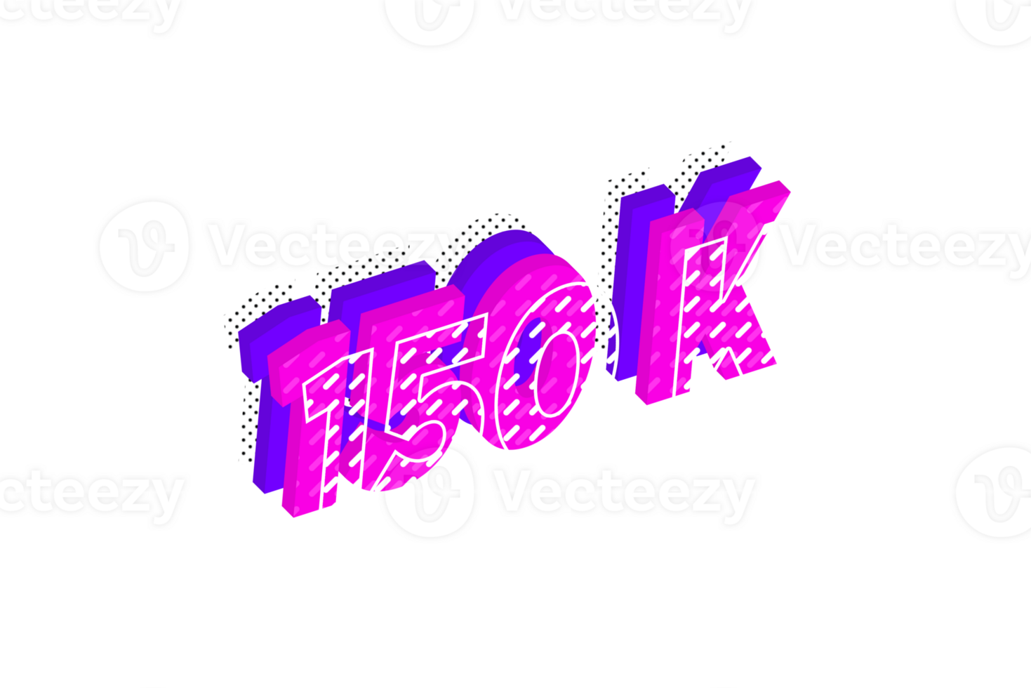 150 k subscribers celebration greeting Number with multi layer design png