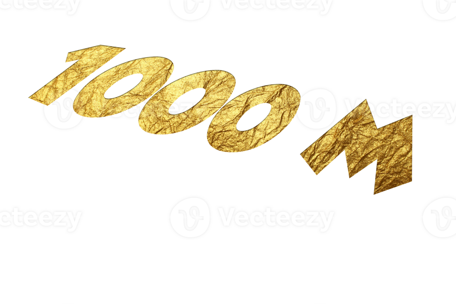 1000 million subscribers celebration greeting Number with golden paper design png
