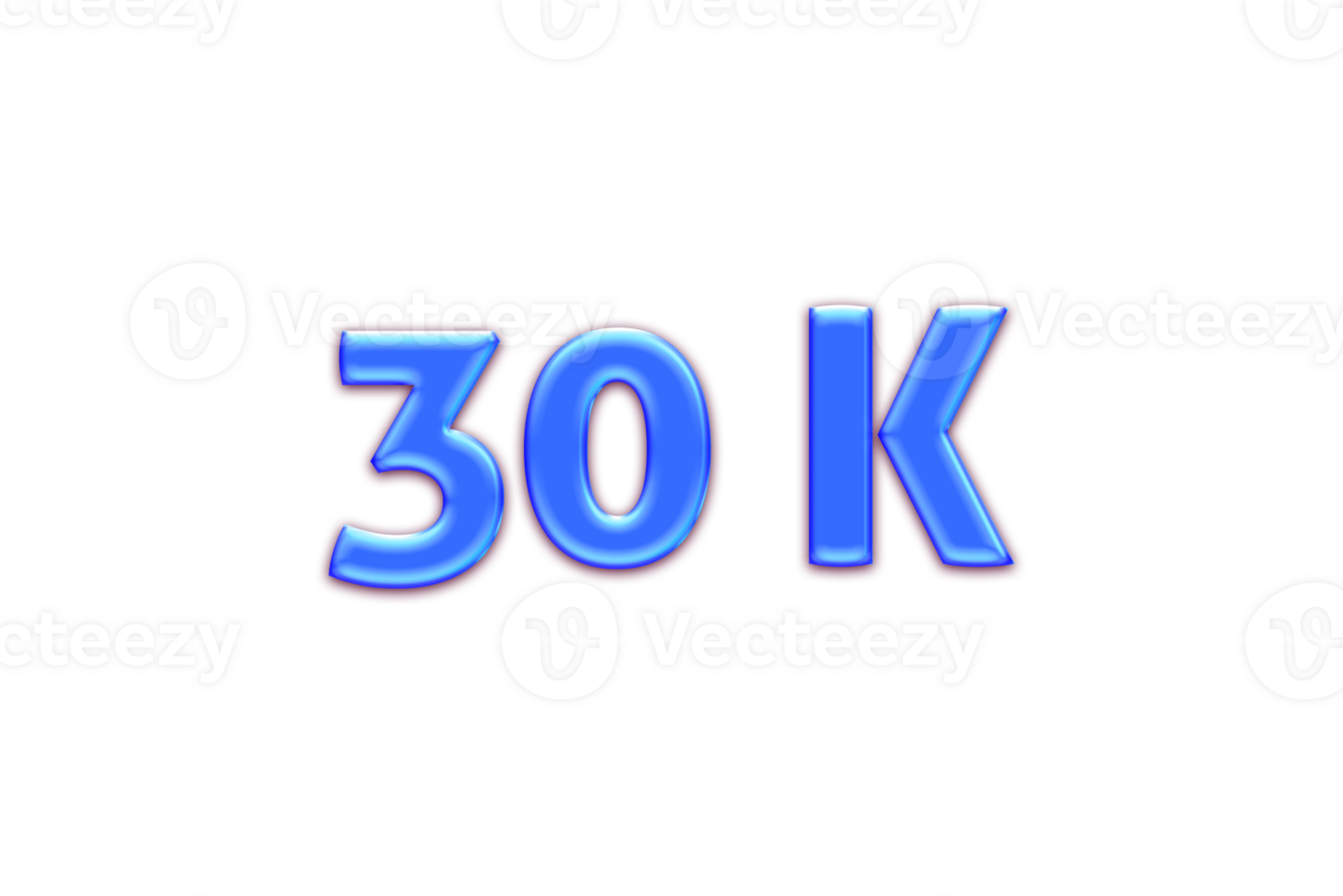 30 k subscribers celebration greeting Number with blue glosse design png
