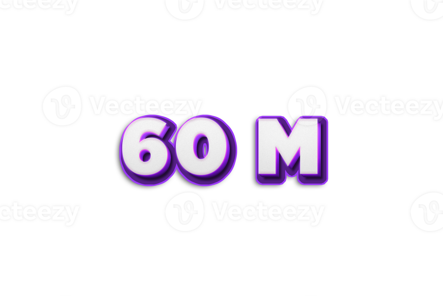 60 million subscribers celebration greeting Number with purple 3d design png