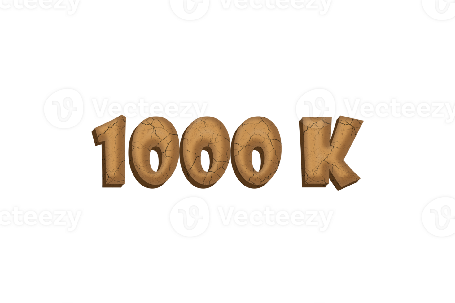 1000 k subscribers celebration greeting Number with rustic clay design png