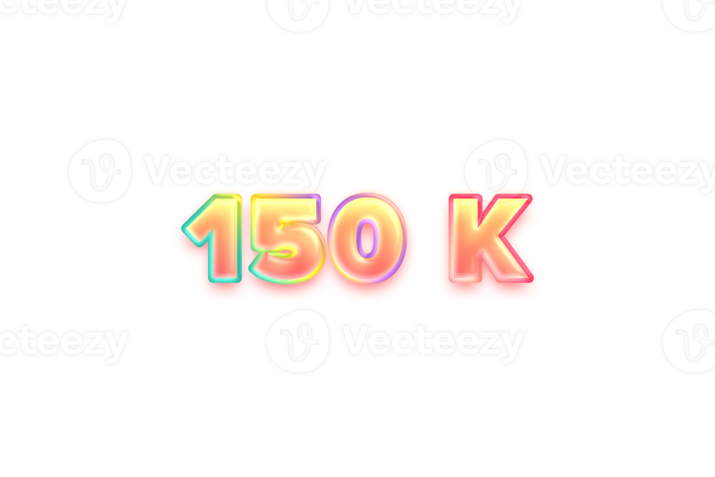 150 k subscribers celebration greeting Number with candy color design png