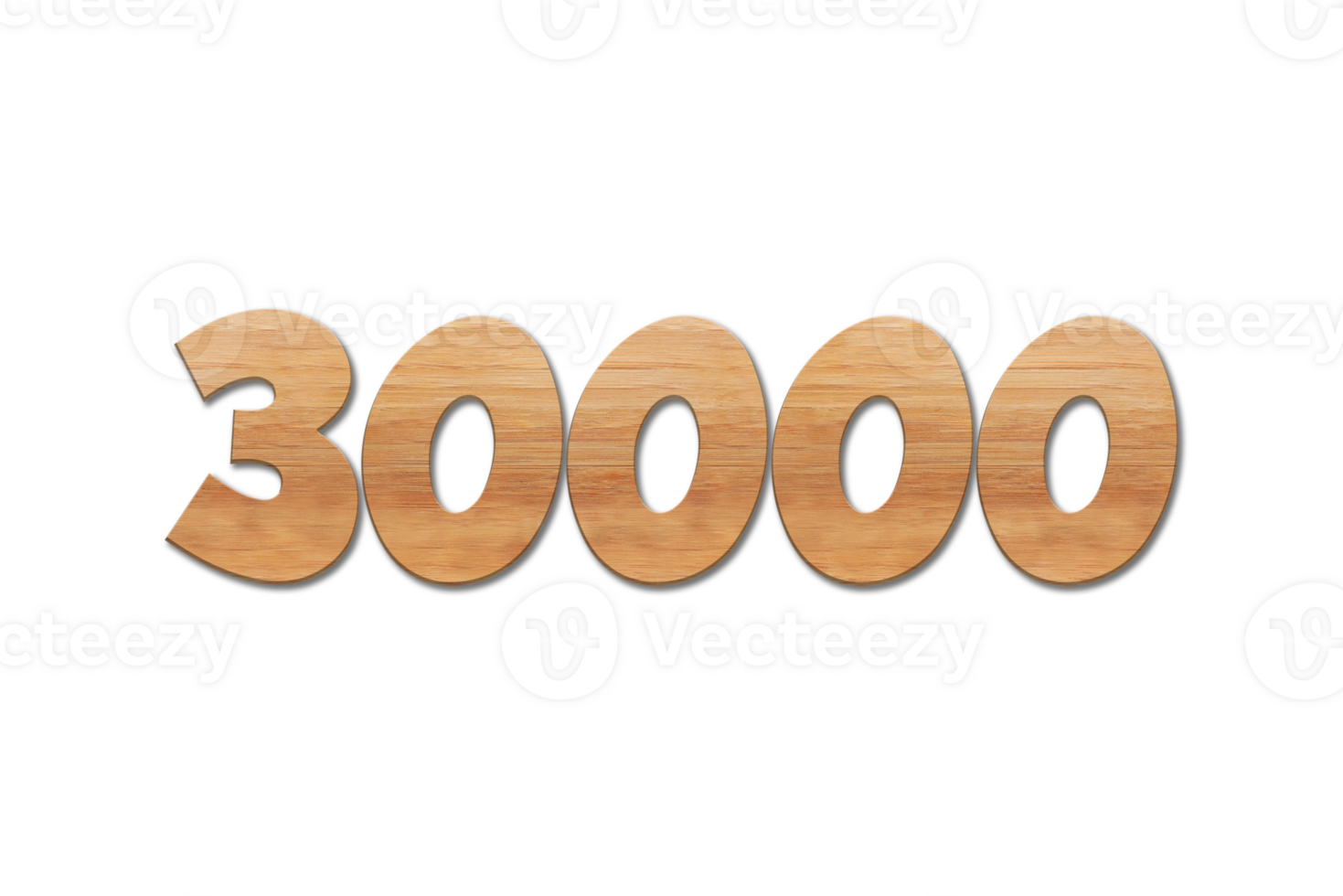 30000 subscribers celebration greeting Number with oak wood design png