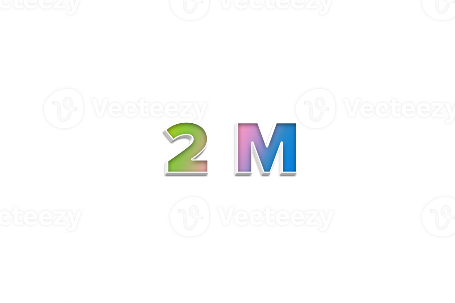 2 million subscribers celebration greeting Number with 3d extrude design png
