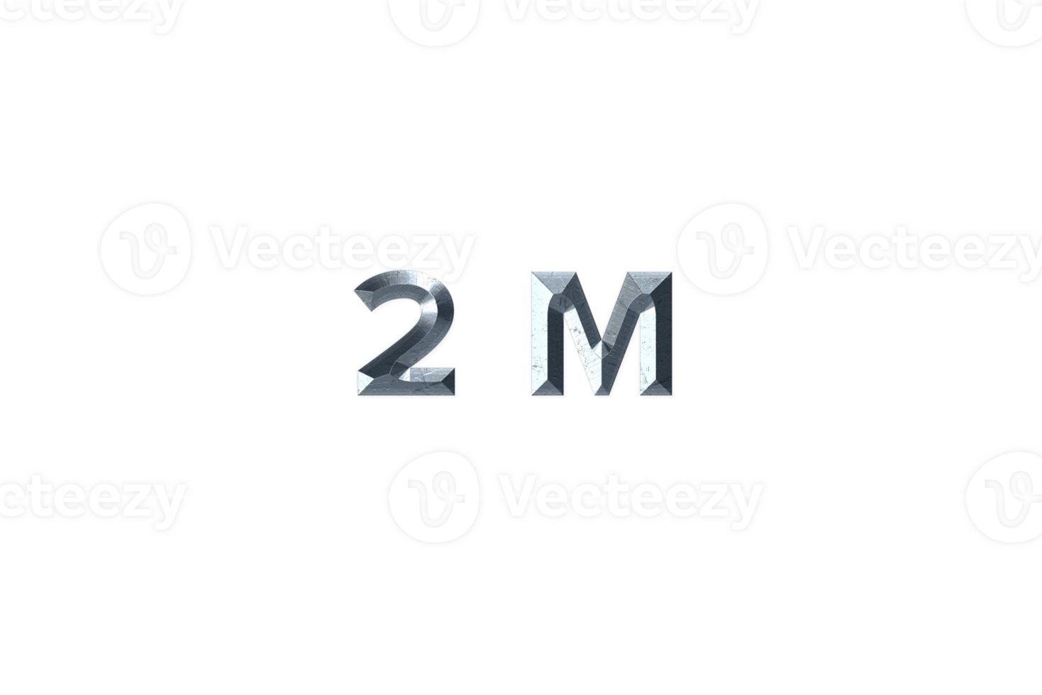 2 million subscribers celebration greeting Number with grey metal design png