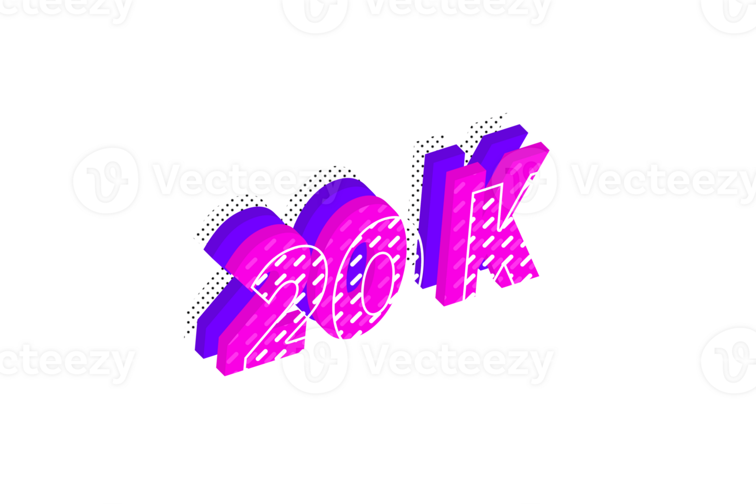 20 k subscribers celebration greeting Number with multi layer design png