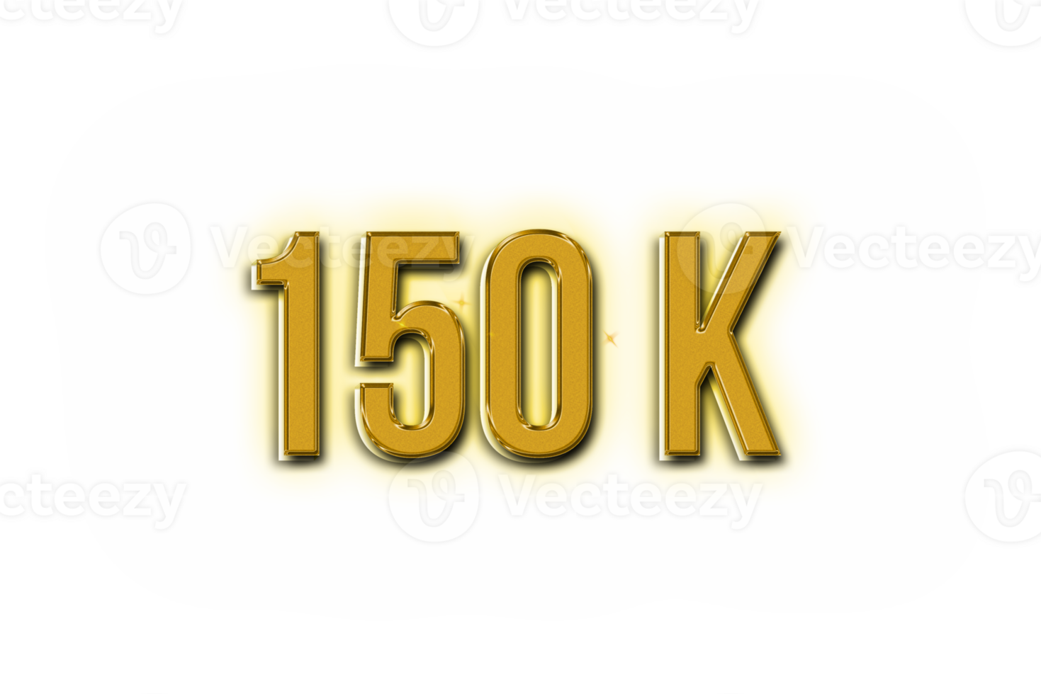 150 k subscribers celebration greeting Number with golden design png
