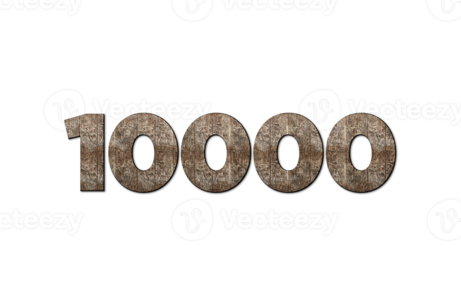 10000 subscribers celebration greeting Number with old walnut wood design png