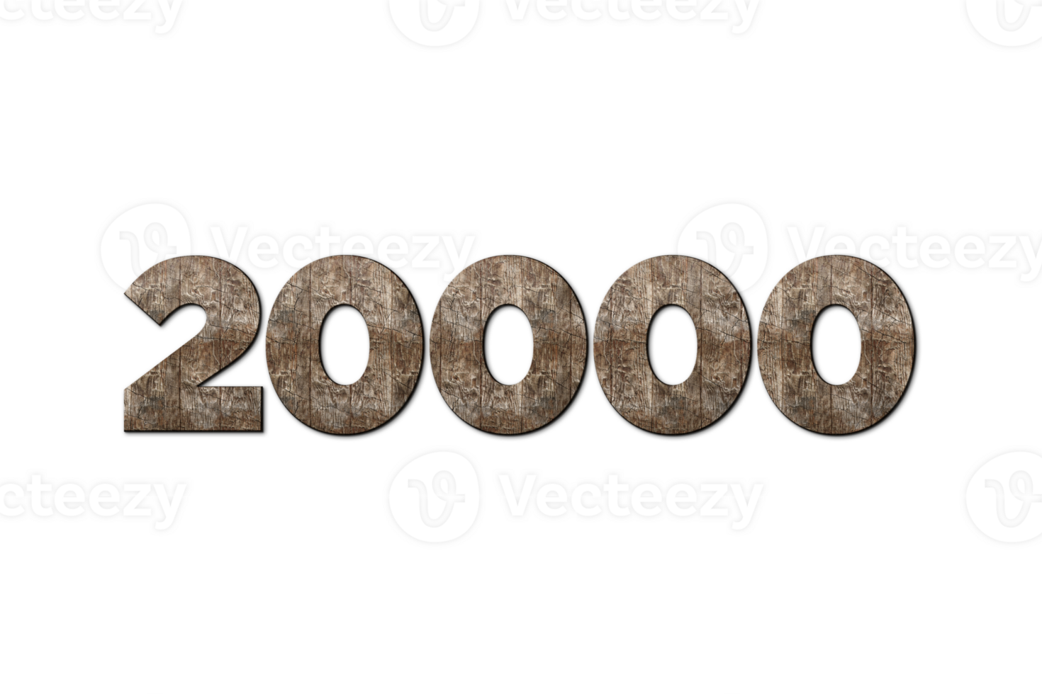 20000 subscribers celebration greeting Number with old walnut wood design png