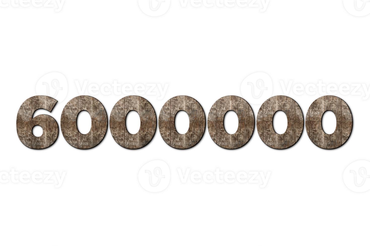 6000000 subscribers celebration greeting Number with old walnut wood design png
