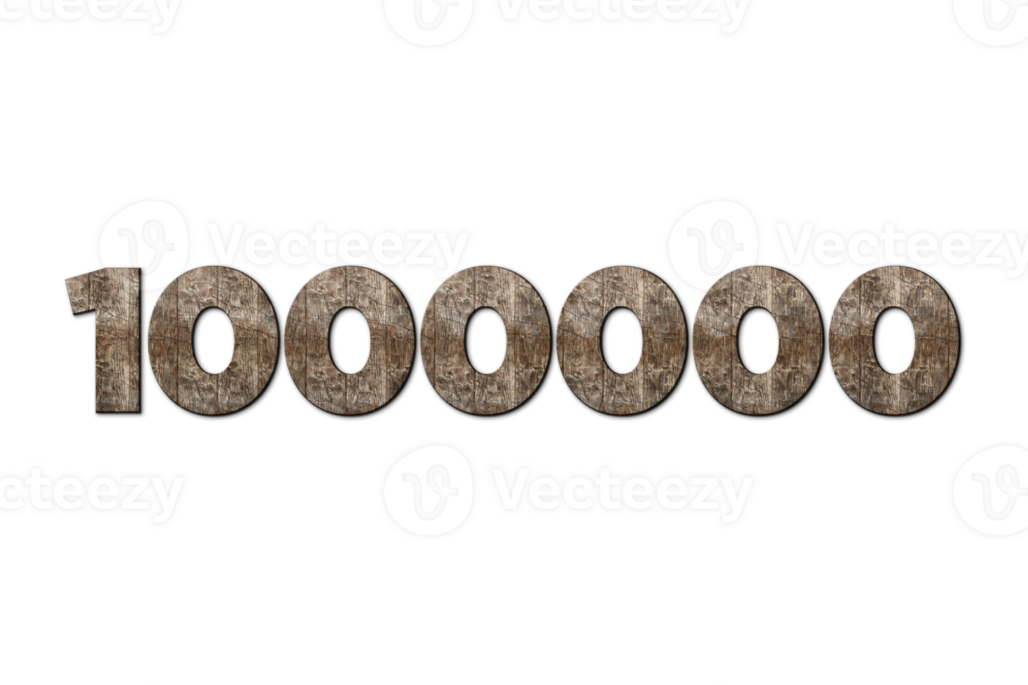 1000000 subscribers celebration greeting Number with old walnut design png