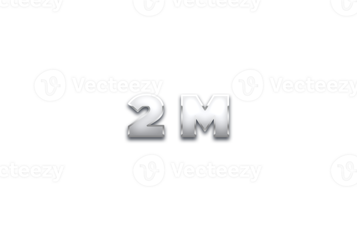 2 million subscribers celebration greeting Number with metal design png
