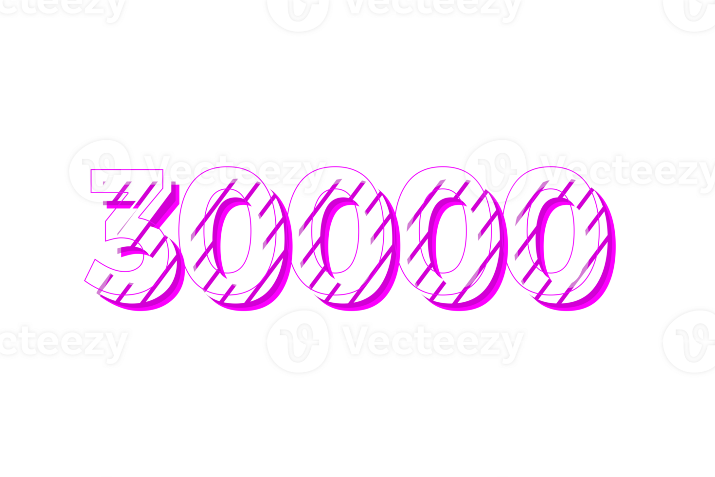 30000 subscribers celebration greeting Number with stripe design png