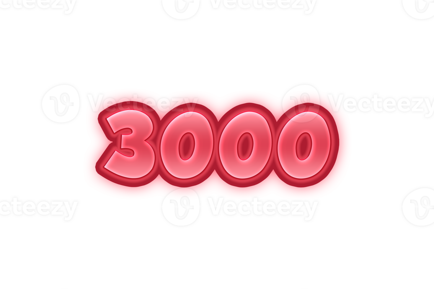 3000 subscribers celebration greeting Number with red embossed design png