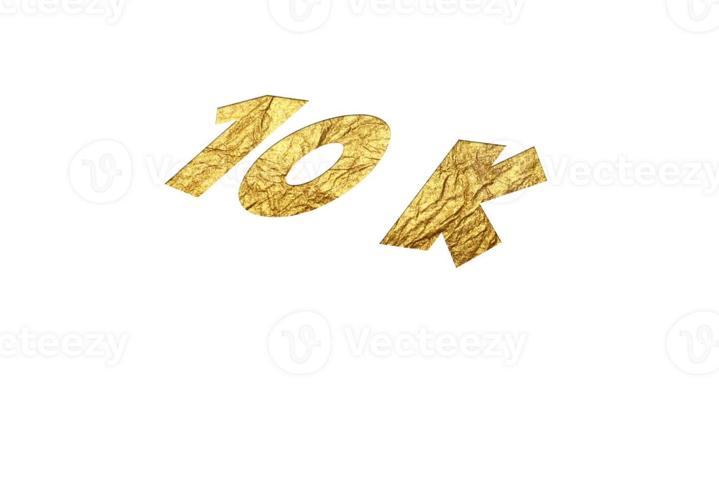 10 k subscribers celebration greeting Number with golden paper design png