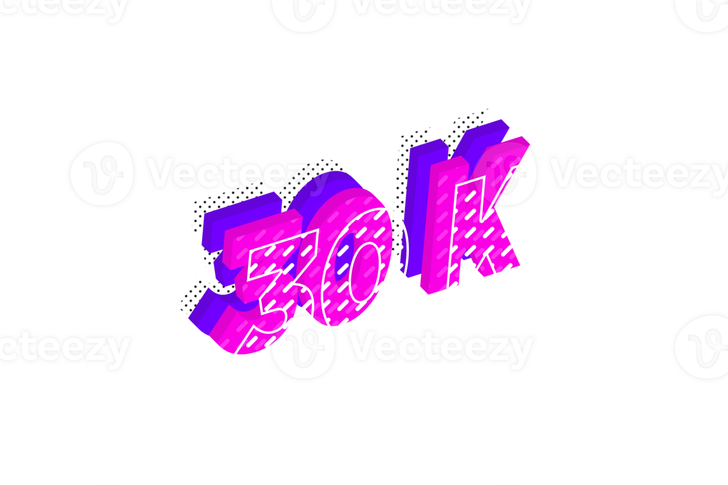 30 k subscribers celebration greeting Number with multi layer design png
