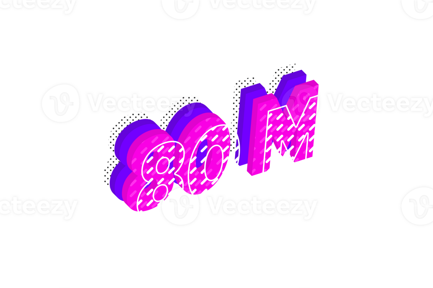 80 million subscribers celebration greeting Number with multi layer design png