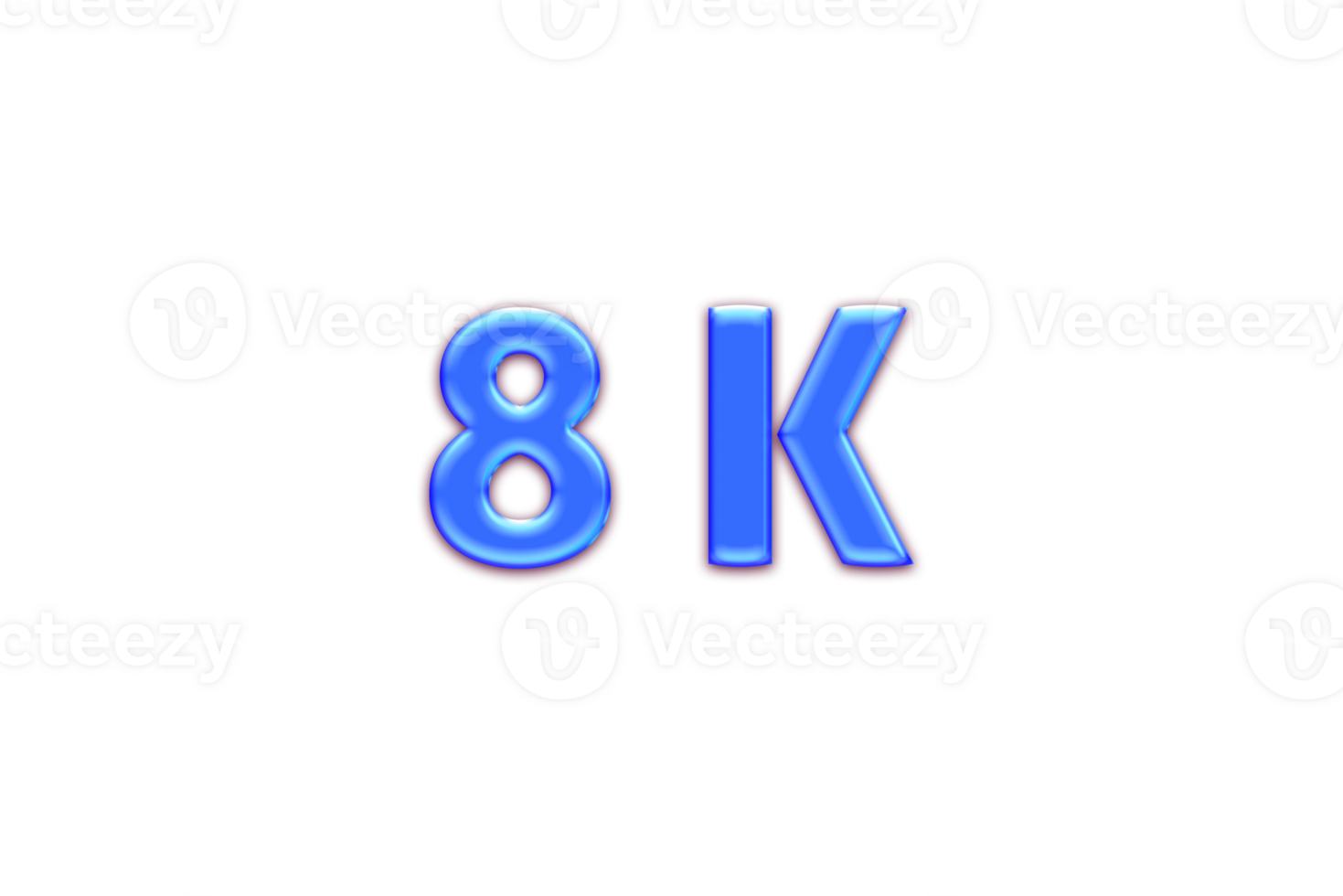 8 k subscribers celebration greeting Number with blue glosse design png
