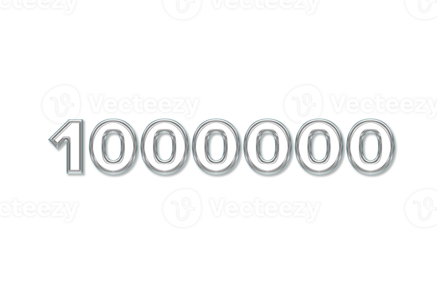 1000000 subscribers celebration greeting Number with glass design png