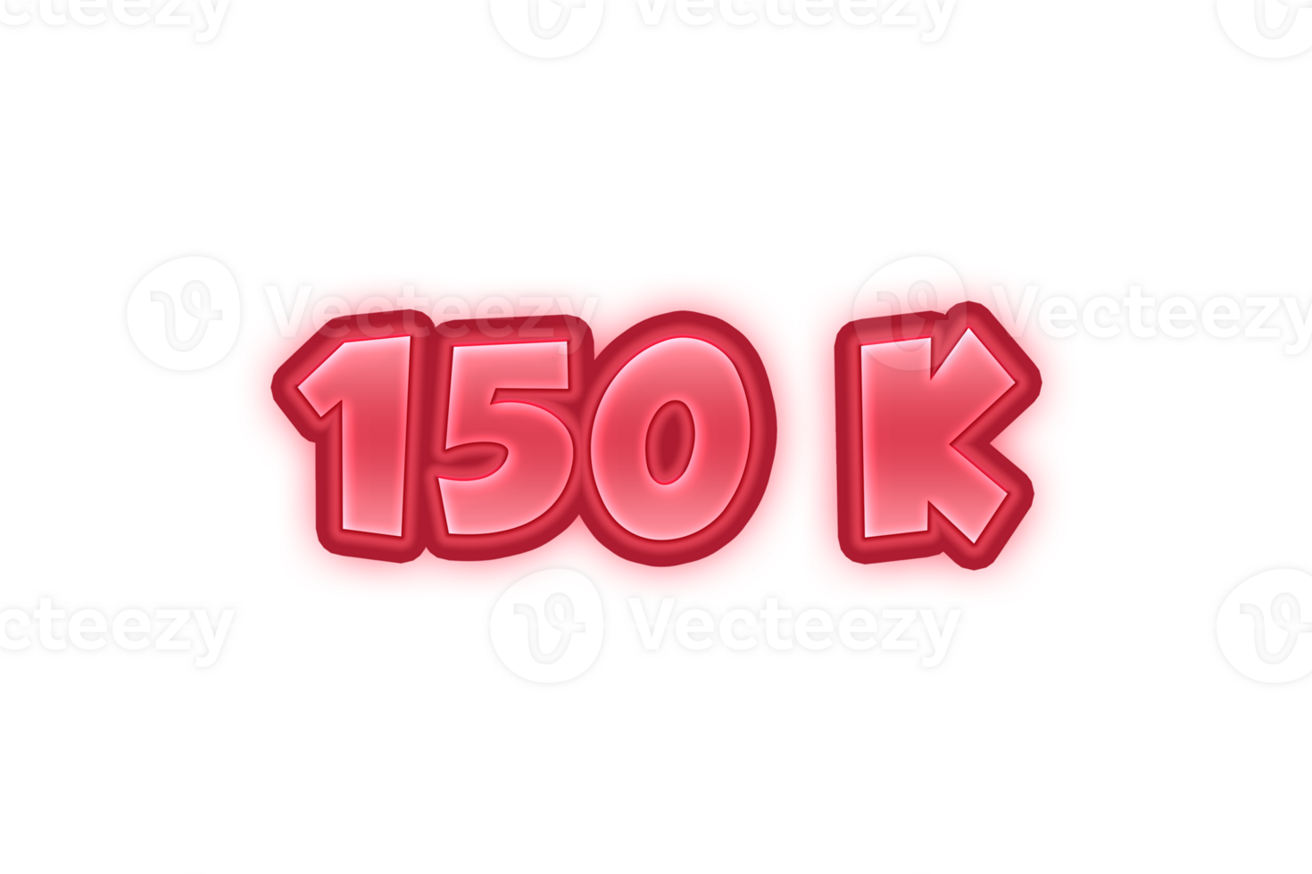 150 k subscribers celebration greeting Number with red embossed design png