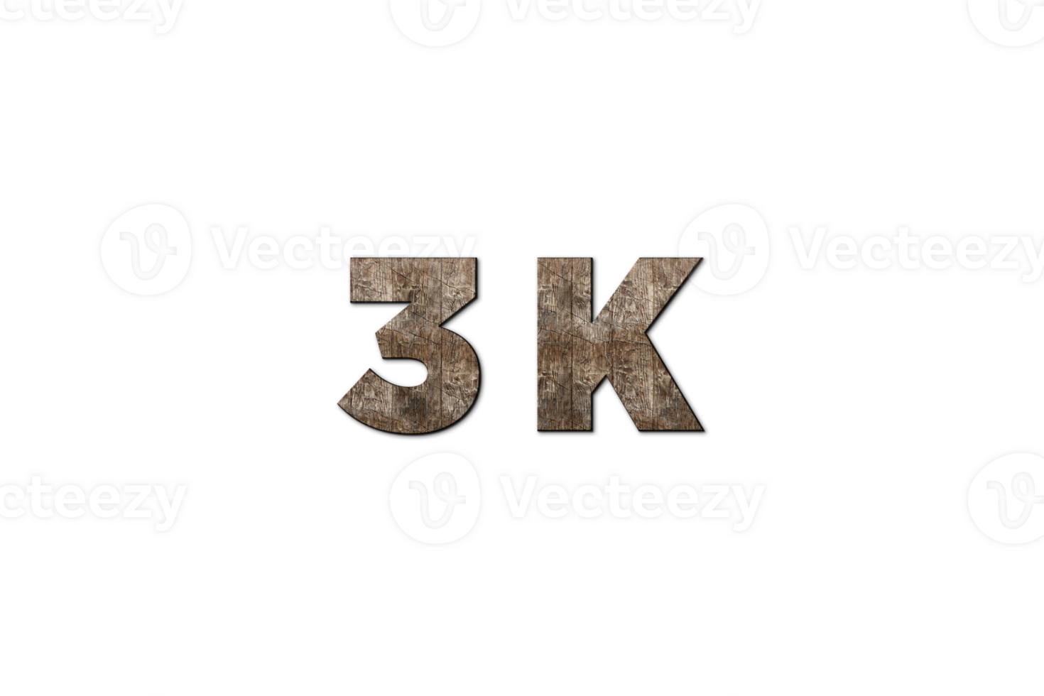 3 k subscribers celebration greeting Number with old walnut wood design png