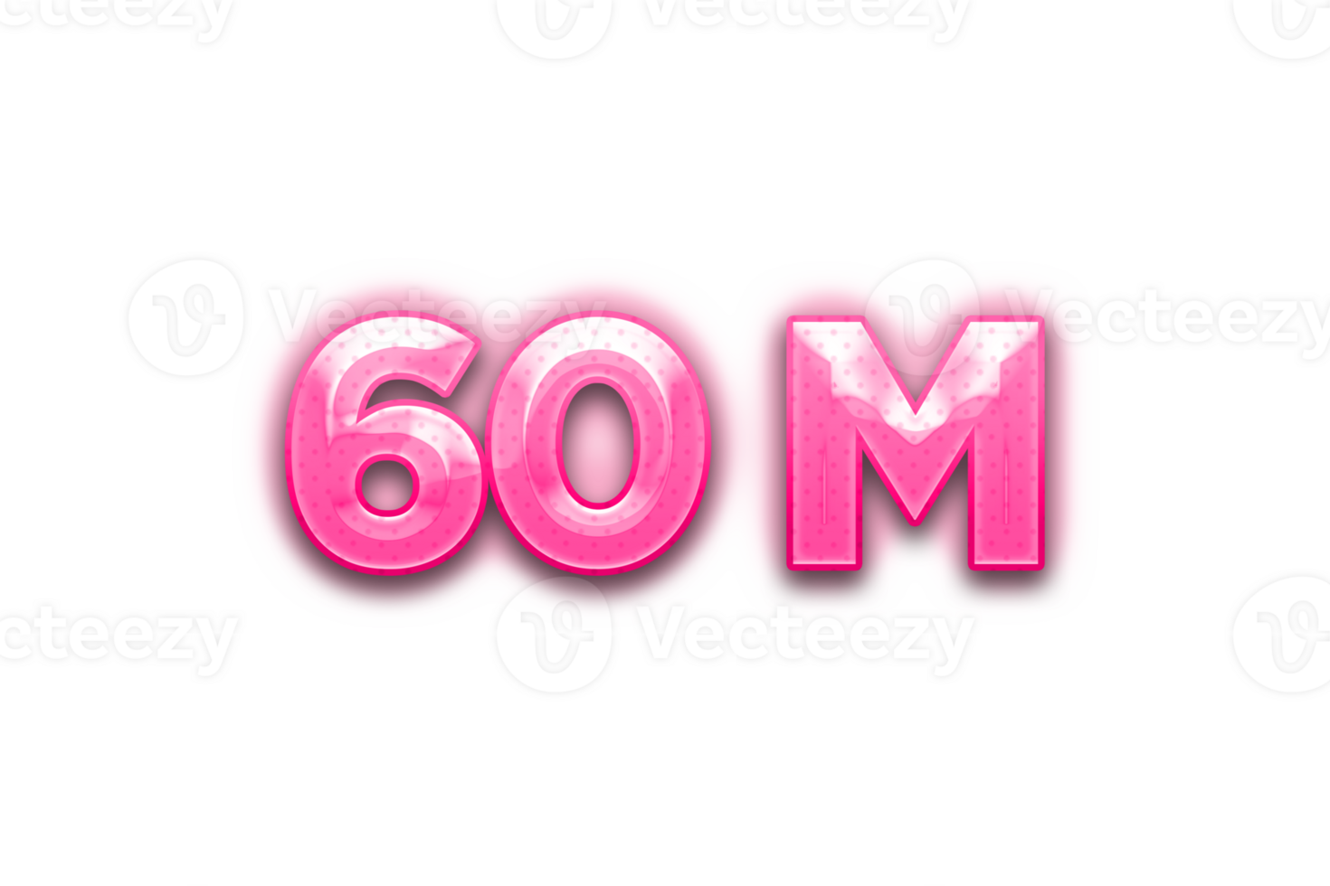 60 million subscribers celebration greeting Number with pink design png