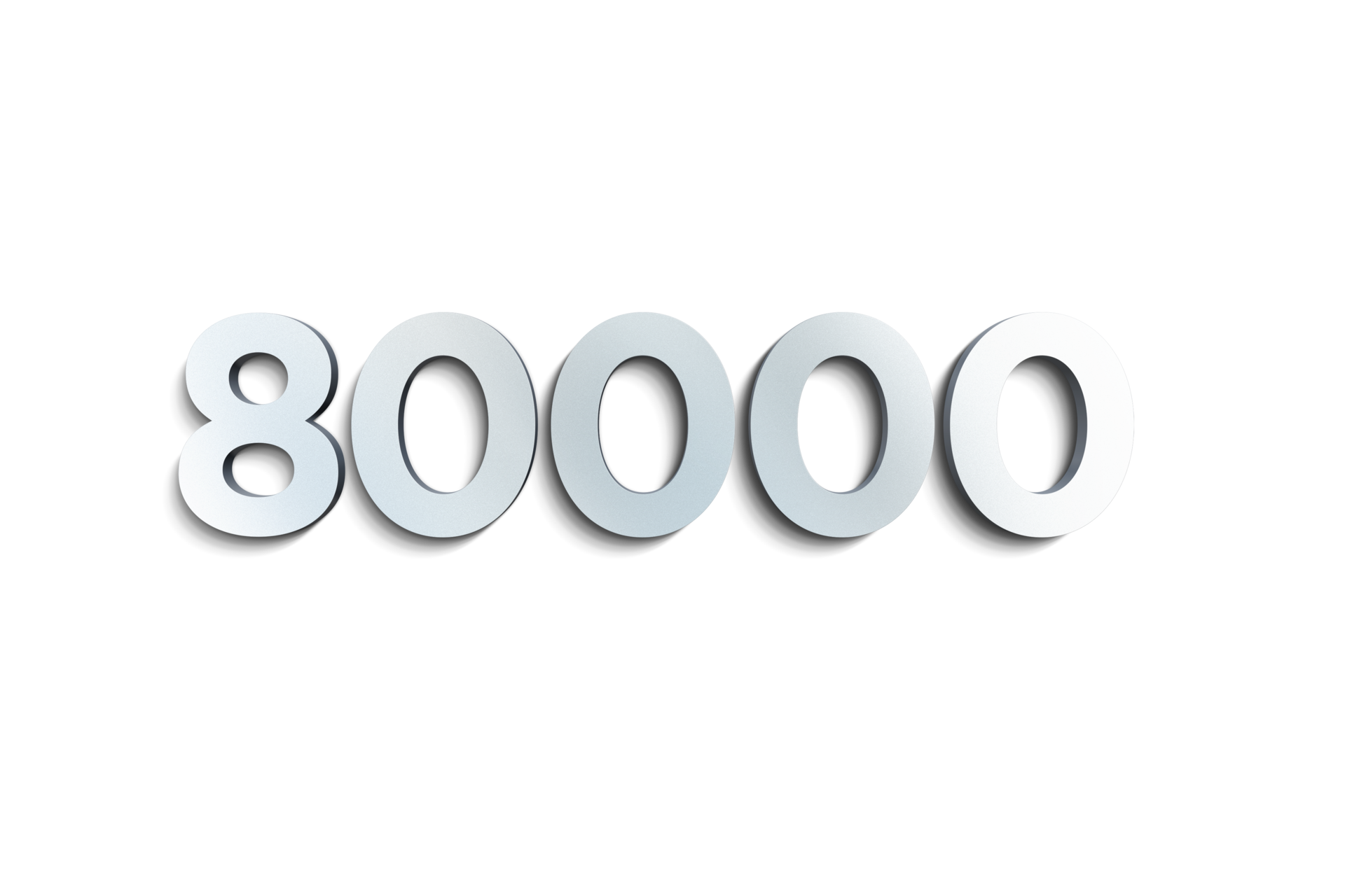 80000 Subscribers Celebration Greeting Number With Steel Design 