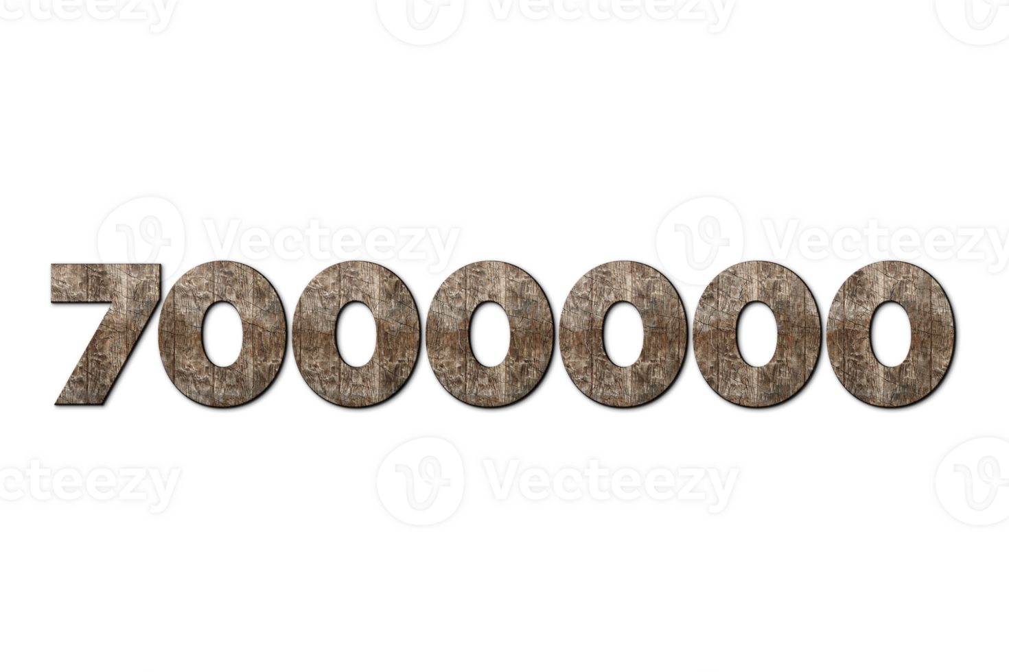 7000000 subscribers celebration greeting Number with old walnut wood design png