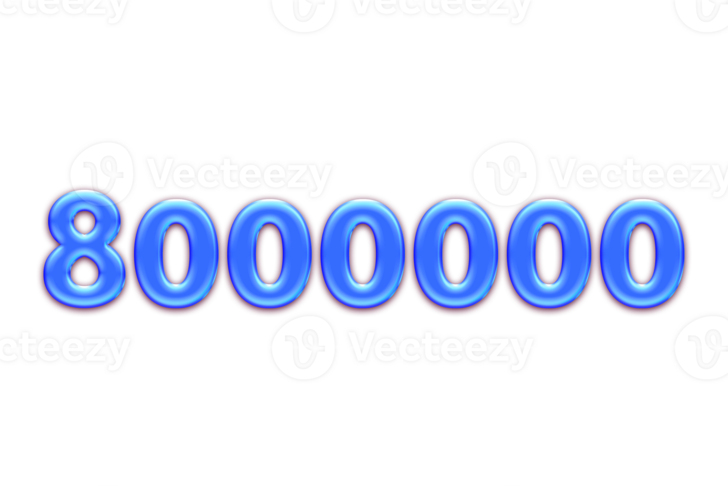 8000000 subscribers celebration greeting Number with blue glosse design png