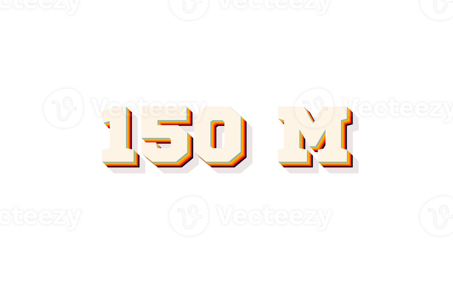 150 million subscribers celebration greeting Number with retro 2 design png