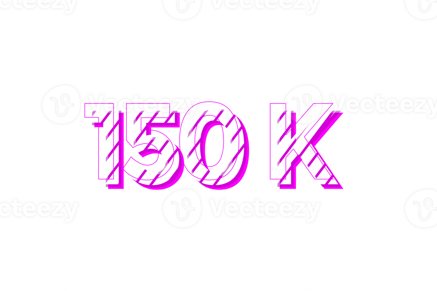 150 k subscribers celebration greeting Number with stripe design png