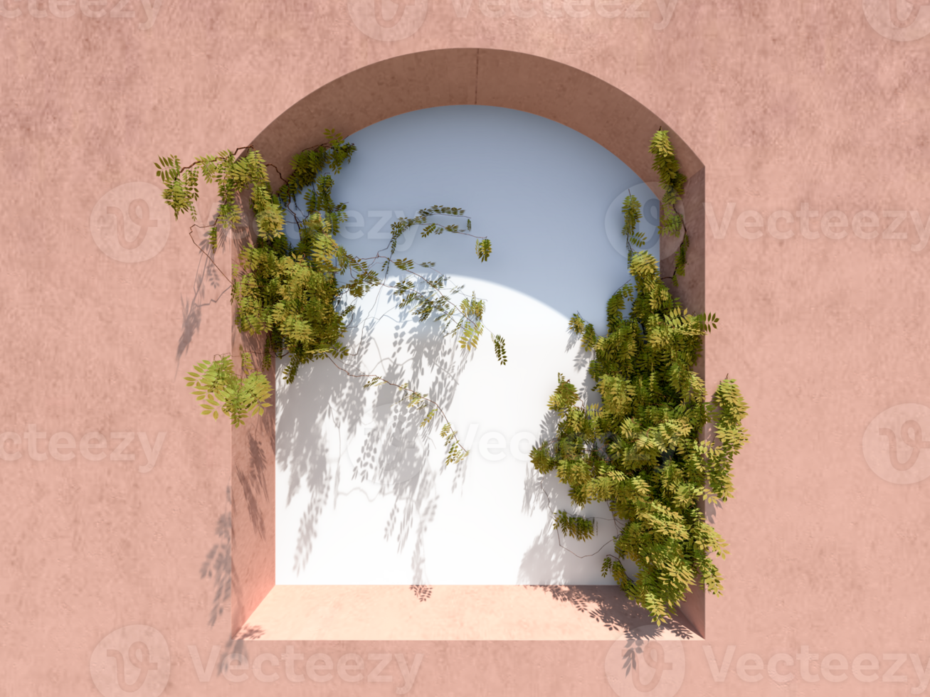 Arch shaped niche decorated with ivy png