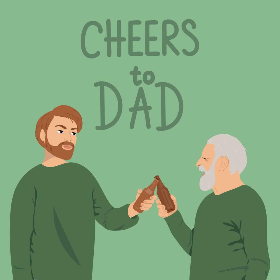 Father and son drink beer. vector