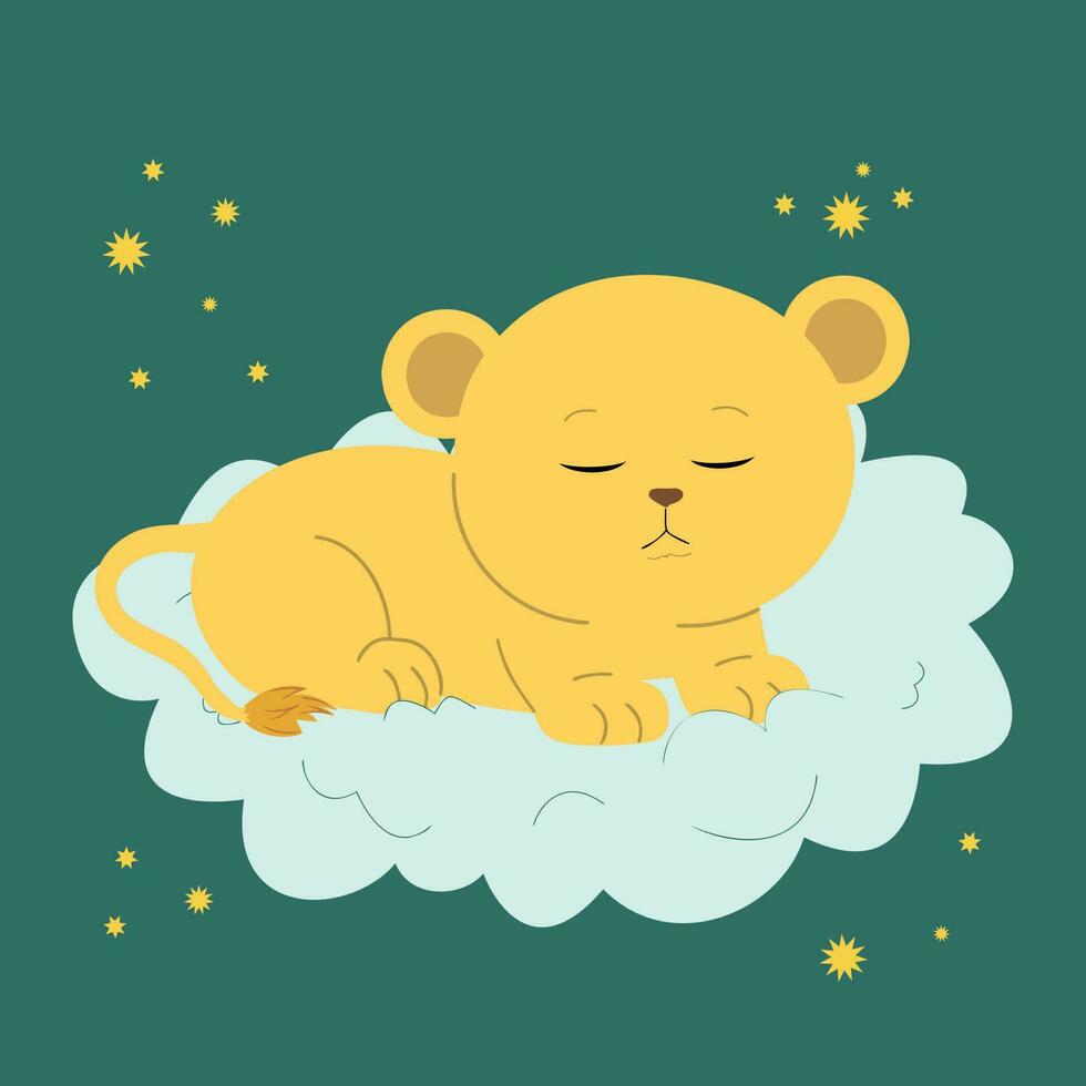 Sleeping lion character vector