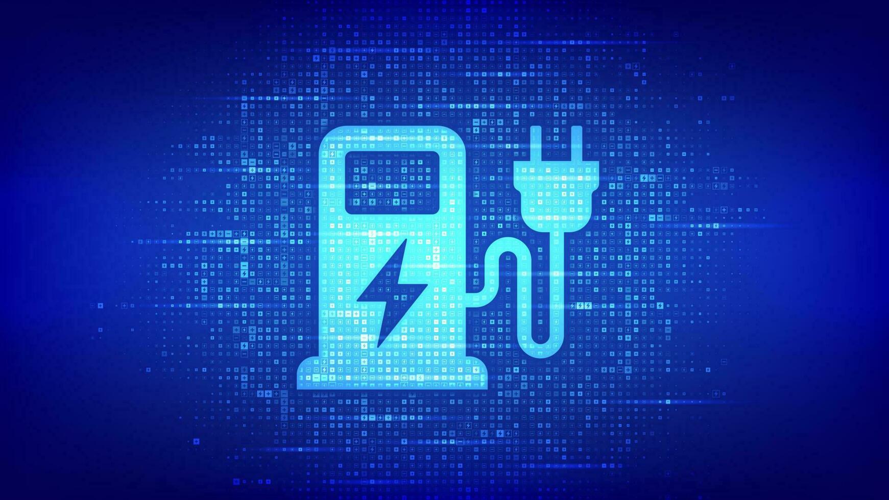 cargando estación icono hecho con electricidad señales. eléctrico vehículos cargando punto. eléctrico suministro estación. energía eficiencia. alternativa combustible. verde energía tecnología. vector ilustración.